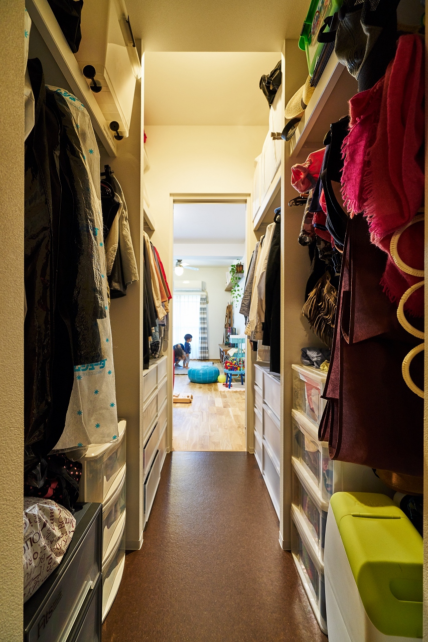 大容量のウォークインクローゼット